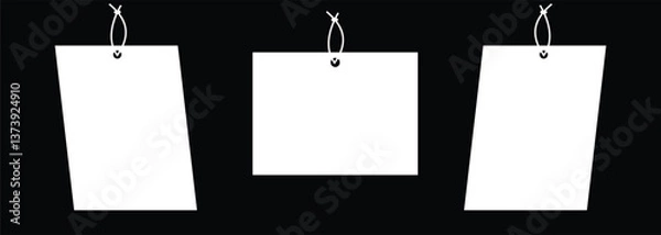 Fototapeta Blank A4 posters hanging list with shadows. Hanging white paper on binders. A4 paper page mockup sheet - stock vector. vector illustration.