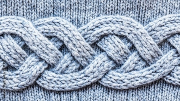 Fototapeta Intricate blue cable knit pattern with texture and detail