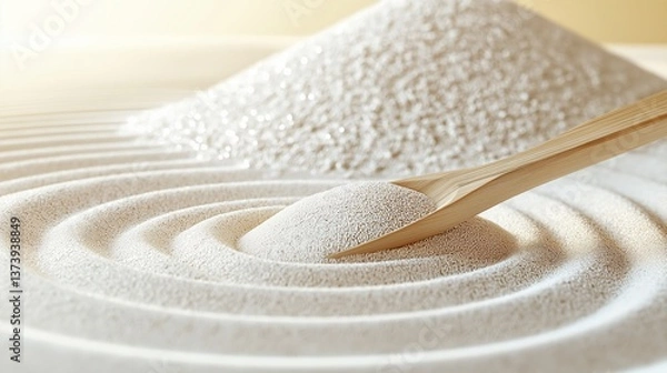 Fototapeta Minimalist zen garden featuring fine white sand and gentle patterns