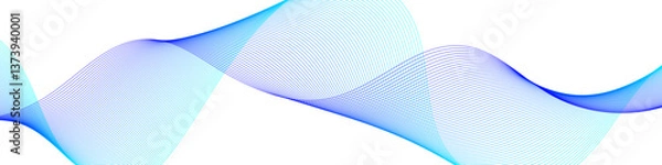 Obraz Complex abstract wave lines in blue gradient. Fluid flowing digital motion on transparent background. Vector EPS 10