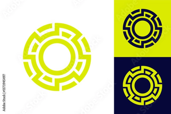 Fototapeta Circle Logo with Geometric Labyrinth Pattern