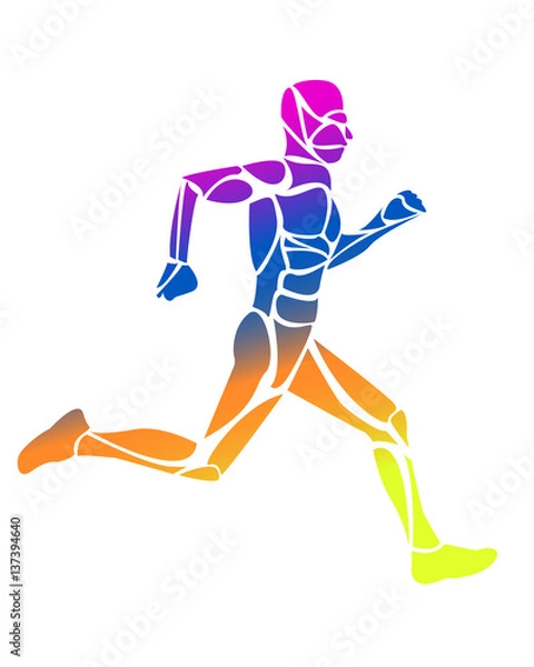 Fototapeta corridore vettoriale multicolore , logo