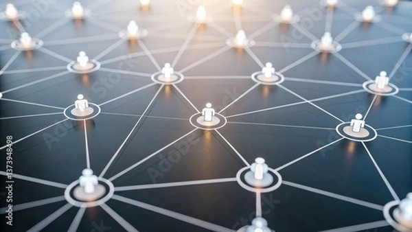 Obraz Vaccine development advances global health concept. Network of interconnected nodes symbolizing communication and technology.