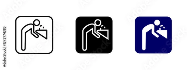 Fototapeta Drinking fountain icon. Public water station vector illustration. Hydration point symbol indicating access to clean drinking water. Refreshment facility sign for public areas, parks and restrooms.