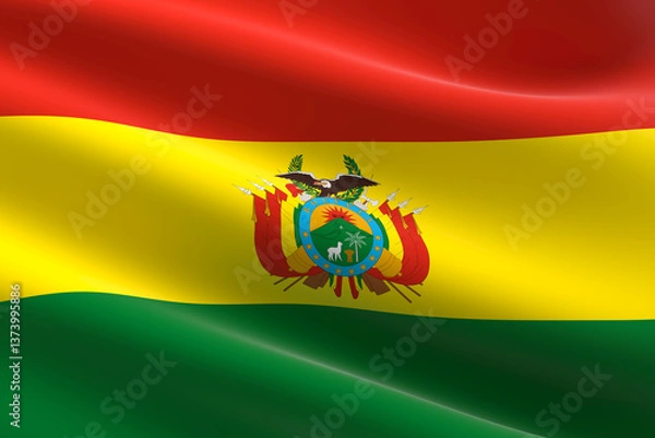 Fototapeta Flag of Bolivia. 3d illustration of the Bolivian flag waving.