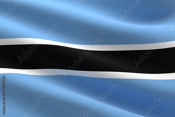 Fototapeta Botswana flag. 3d illustration of the Botswana flag waving.