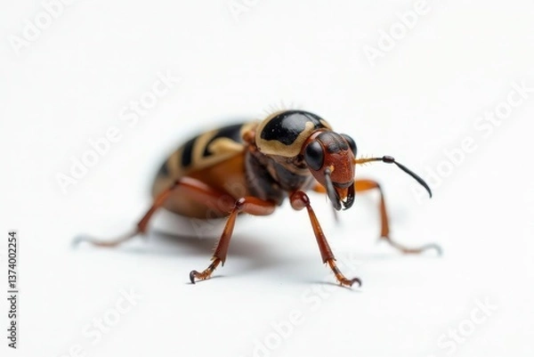 Fototapeta Close-up of a single insect on plain white background, bug, small