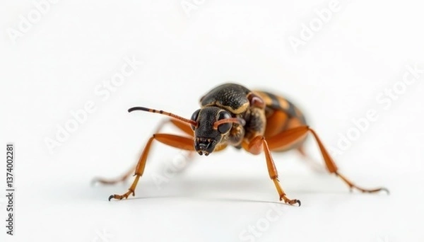 Fototapeta Close-up of a single insect on pure white background, animal, macro photography, photography