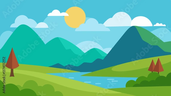 Fototapeta landscape with mountains