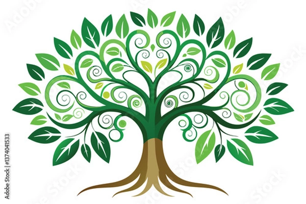 Obraz  Tree vector Illustration with Roots 