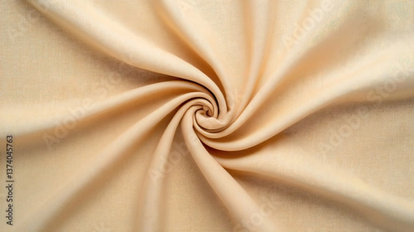 Fototapeta Soft beige fabric with smooth texture, elegantly twisted to showcase its drape and quality, perfect for various design