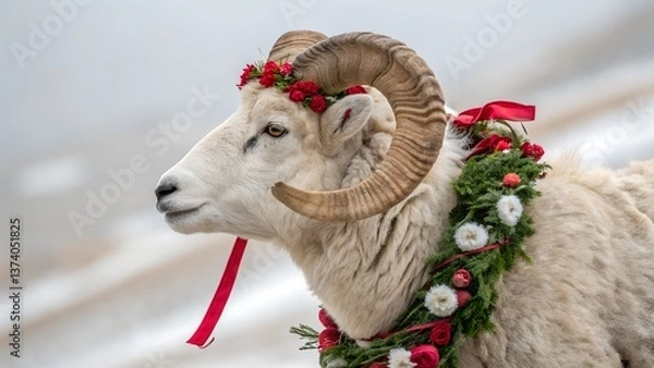 Obraz Decorated ram for the Muslim Feast of Sacrifice