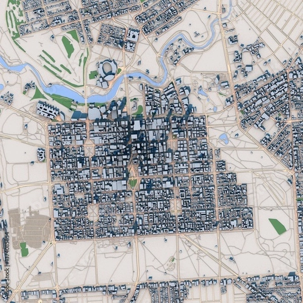 Obraz Adelaide City Australia Map, 3D Rendering