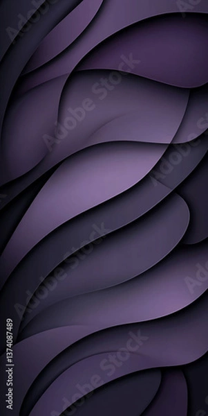 Fototapeta Dark purple and dark gray background with soft curved lines, minimalist and simple design, flat vector illustration, clean background and simple shapes.