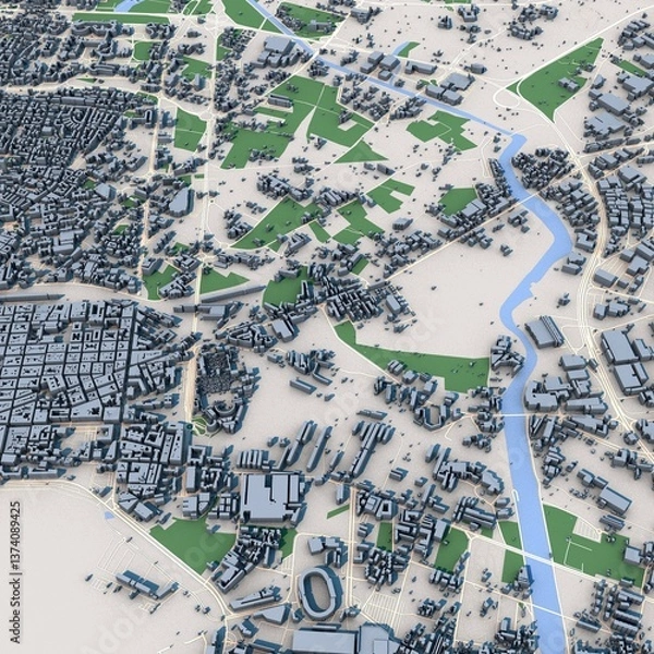 Obraz Bari City Italy Map, 3D Rendering