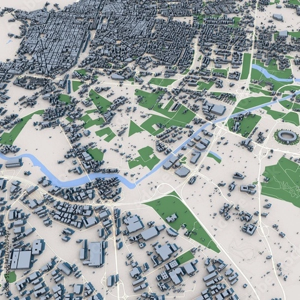 Obraz Bari City Italy Map, 3D Rendering