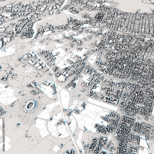 Obraz Bari City Italy Map, 3D Rendering