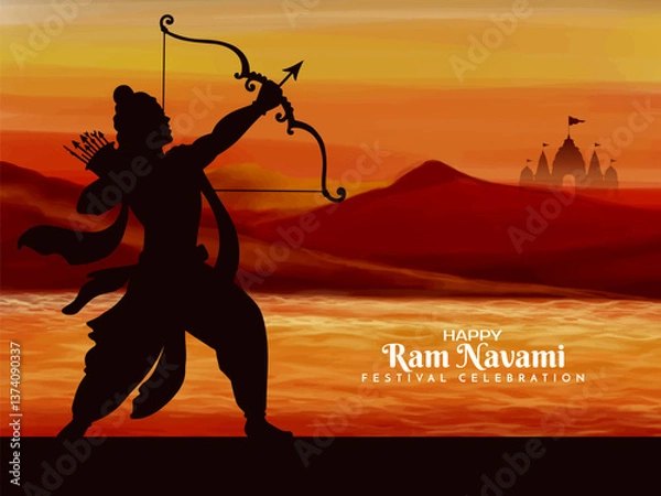 Fototapeta Elegant Happy Ram Navami Indian festival religious background