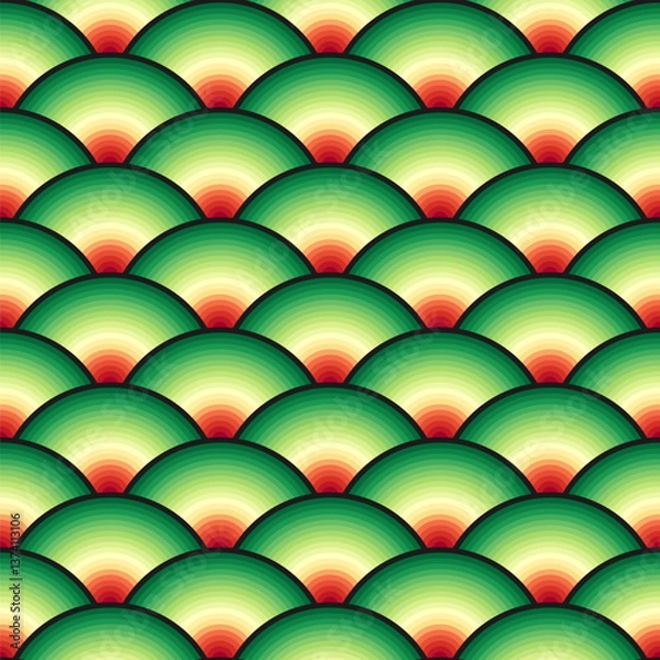 Obraz Seamless pattern with chinese fish scales. Colored vector background.