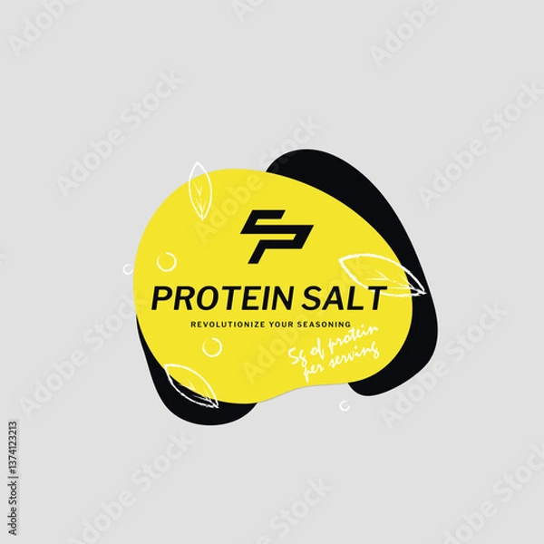 Fototapeta Logo for a technology spice company. Visualization of protein salt. Branding of the company. Label for spices. Sports nutrition.