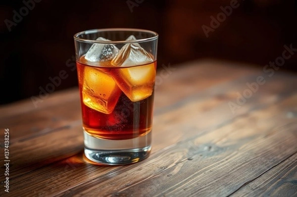 Fototapeta Rustic Bar with Amber Whiskey