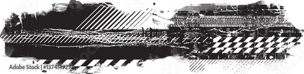 Fototapeta Grunge textured banner with rough edges. Halftone dots texture. Overlay grunge texture . Simply place texture over any object to create grunge effect . Banner with scratched surface for your design