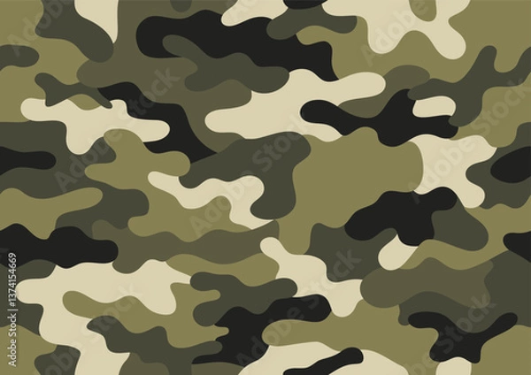 Fototapeta camouflage pattern military background vector texture seamless army clothing green black colors