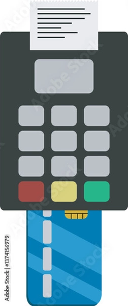 Fototapeta Payment Terminal with Credit Card and Receipt