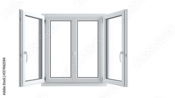 Fototapeta window frames with glass on Transparent PNG format background.