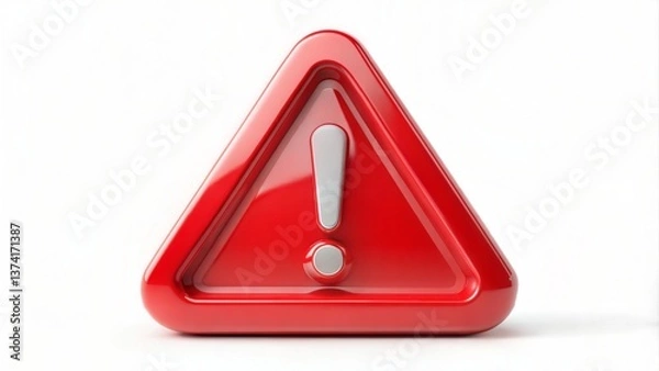 Fototapeta Red Triangle with White Exclamation Point
