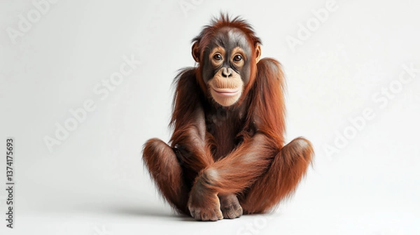 Fototapeta Charming Young Orangutan with Playful Expression