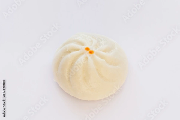 Obraz Steamed stuff bun on white background.