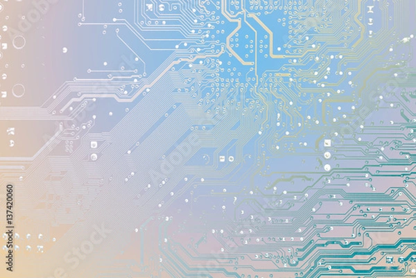 Fototapeta Circuit board. Electronic computer hardware technology. Motherboard digital chip. Tech science background. Integrated communication processor. Information engineering component.