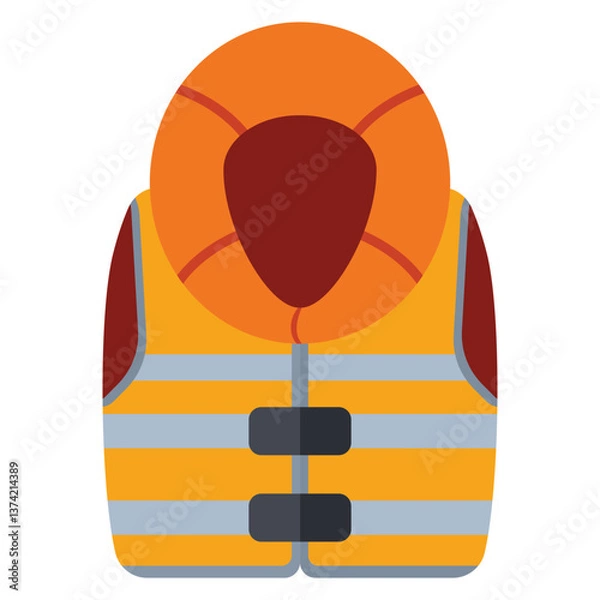 Obraz Life jacket for men vector cartoon illustration isolated on a white background.