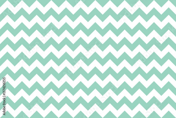 Fototapeta Aquamarine and white color Zig zag seamless pattern.