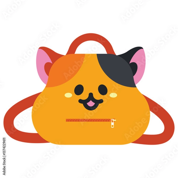 Obraz Cute plush bag vector cartoon illustration isolated on a white background.