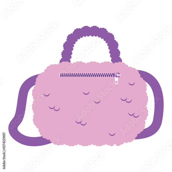 Obraz Cartoon plush bag crossbody vector illustration isolated on a white background.