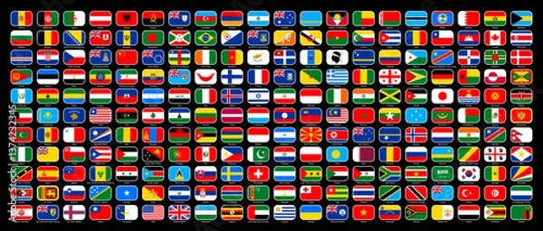 Obraz Flags of the world. Big collection set of World Countries National Flags. In alphabetical order	
