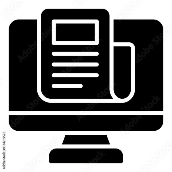 Fototapeta News Report Icon. Journalism symbol. Media coverage and information broadcast sign - stock vector. Glyph Icon