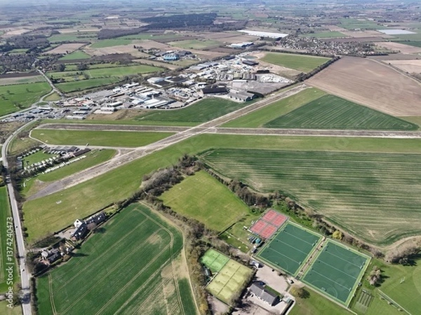 Obraz  aerial view of Former RAF Pocklington . WW2 bomber Airfield now Wolds Gliding Club Pocklington