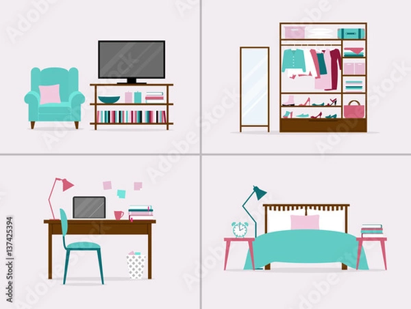 Obraz Vector set of interiors
