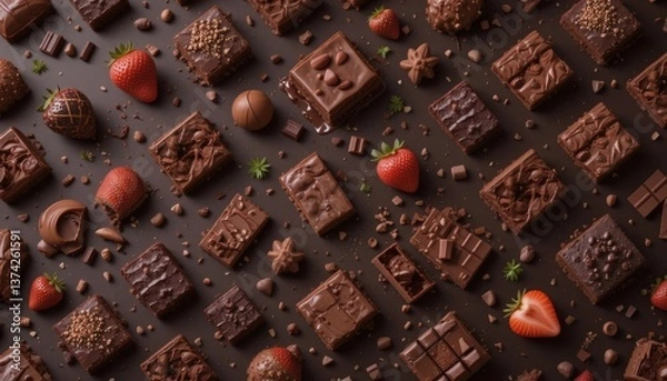 Fototapeta Seamless Diagonal Pattern of Chocolate Desserts Tileable Design for Packaging & Product Design