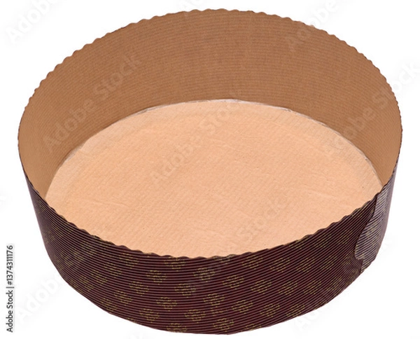 Fototapeta Panettone paper baking form isolated over white background