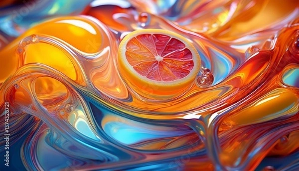 Obraz Abstract liquid fruit slice