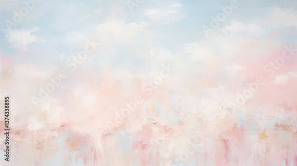 Fototapeta Minimalist art capturing the essence of spring in a soft landscape