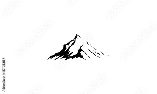Fototapeta Drawing of a silhouette mountain with white background