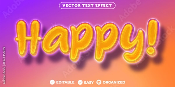 Fototapeta Happy Text Effect,Editiable Font Style Template Theme