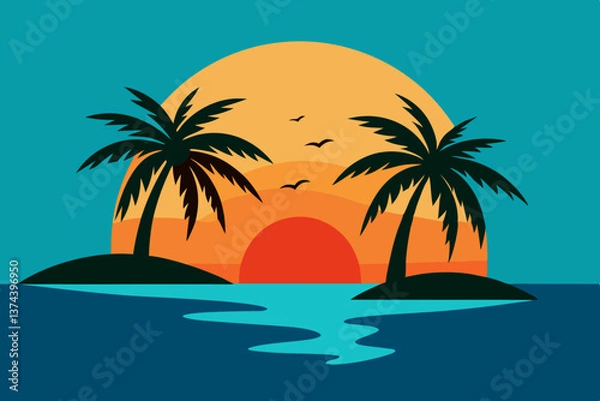 Fototapeta palm tree silhouette