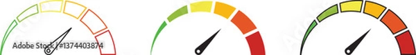 Obraz Speed Indicator Icons: Auto Speedometer & Time Concept Vectors