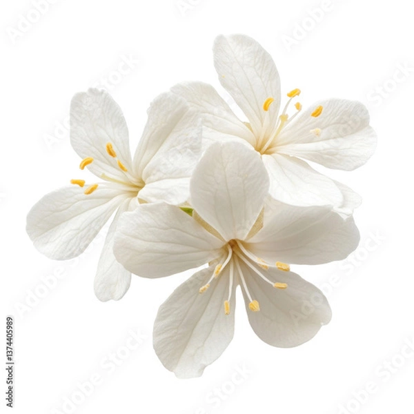 Fototapeta Delicate white jasmine flower isolated on transparent background